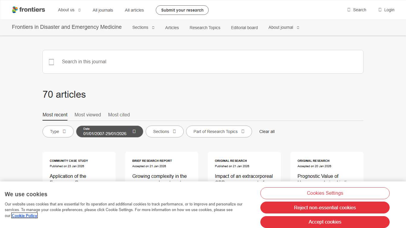 Frontiers in Disaster and Emergency Medicine Articles